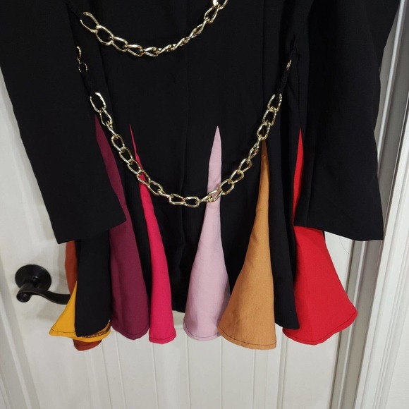 Latiste by Amy Womens Dress Blazer Rainbow Peplum Chain Puff Sleeve Mini Sz 1X - Picture 6 of 11